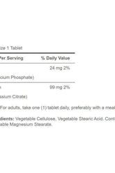 Nutrition facts for Puritan's Pride Potassium Citrate showing serving details and ingredients.